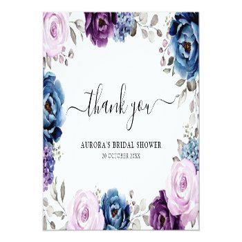 Dusty Blue Purple Lilac Bridal Shower Thank You Postcard Front View