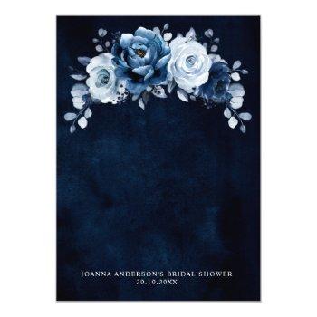 Dusty Blue Slate Navy Botanical Bridal Shower      Thank You Card Front View