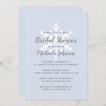 dusty blue snowflake winter bridal shower invitation