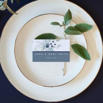 dusty blue watercolor floral wedding place cards