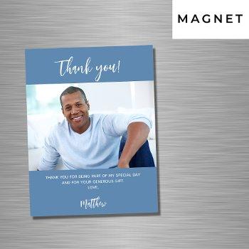 dusty blue white photo thank you magnet