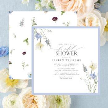 dusty blue wildflower floral bridal shower invitation