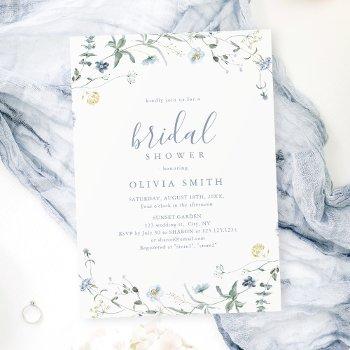 dusty blue wildflower rustic boho bridal shower  invitation
