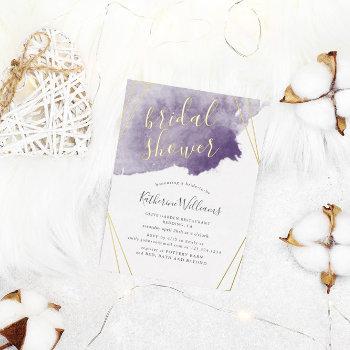dusty gold and purple bridal shower foil invitation