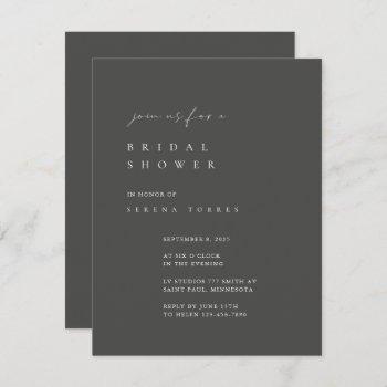 dusty gray minimalist bridal shower invitation