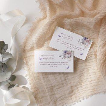 dusty mauve butterfly recipe bridal shower  enclosure card