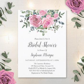 dusty pink eucalyptus botanical bridal shower invitation