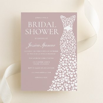 dusty pink & white dress bridal shower invitation