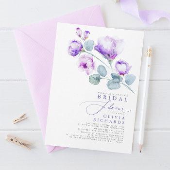 dusty purple floral elegant minimal bridal shower invitation