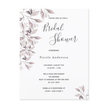dusty rose botanical bridal shower invitation postcard