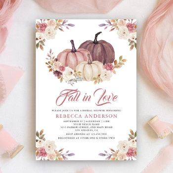 dusty rose pink pumpkin floral bridal shower invitation