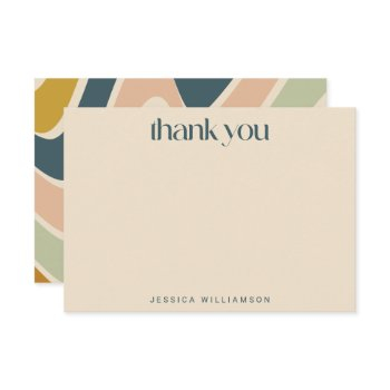 earthy boho wavy lines teal custom bridal shower thank you card