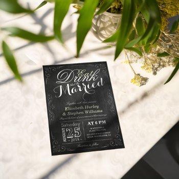 eat drink and be married chalkboard border wedding invitation