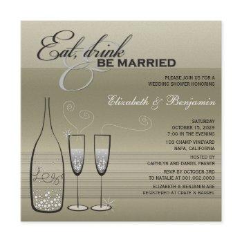 eat drink be married champagne wedding shower invitation