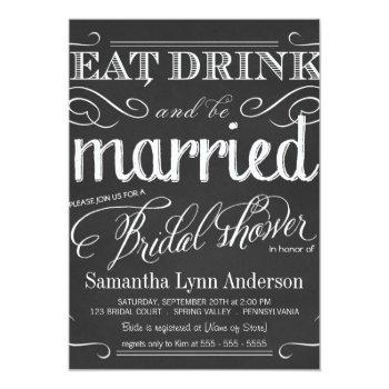 Eat Drink Be Married Wedding Shower Invitations Front View