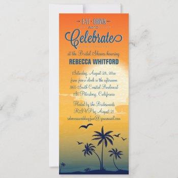 eat drink n celebrate summer sunset bridal shower invitation