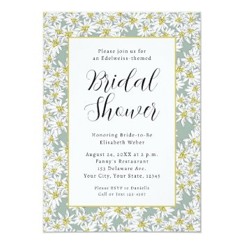Edelweiss Sound Of Music Bridal Shower Sage Green Invitation Front View