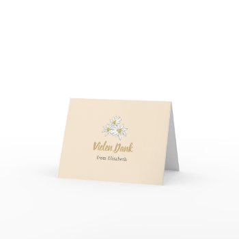 edelweiss wildflower cute champagne bridal shower thank you card