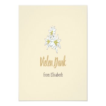 Edelweiss Wildflower Cute Champagne Bridal Shower Thank You Card Front View