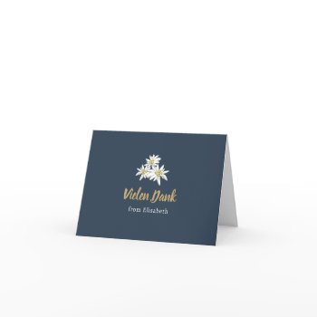 edelweiss wildflower cute navy blue bridal shower thank you card