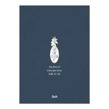 Edelweiss Wildflower Cute Navy Blue Bridal Shower Thank You Card Front View