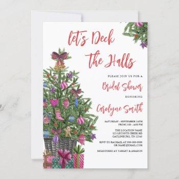 editable deck the halls christmas bridal shower invitation