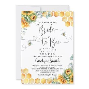 editable sunflower bride to bee bridal shower invitation