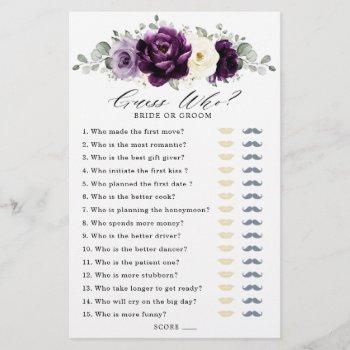 eggplant purple plum ivory whit bridal shower game