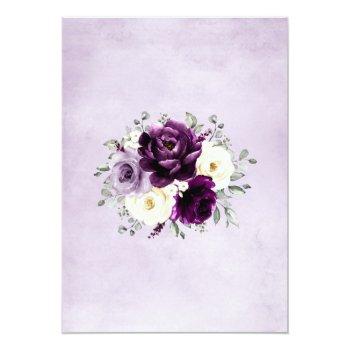 Eggplant Purple Plum Ivory White  Bridal Shower In Invitation Front View