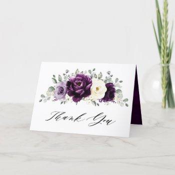 eggplant purple plum ivory white  bridal shower thank you card