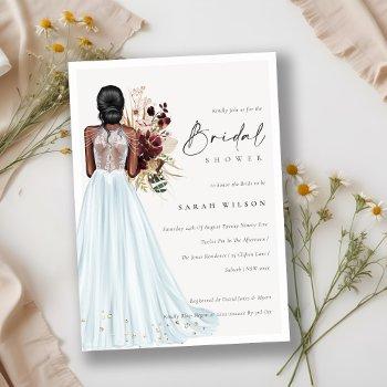 elegant aqua wedding gown bridal shower invite