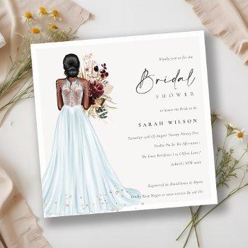 elegant aqua wedding gown bridal shower invite