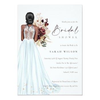 Elegant Aqua Wedding Gown Bridal Shower Invite Front View