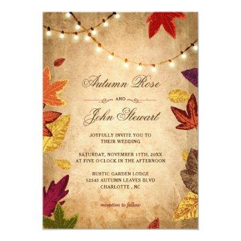 Elegant Autumn Leaves Rustic Fall Wedding Invitation Front View