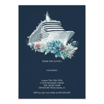 Elegant Bachelorette Party Cruise Ship Foil Invitation Front View