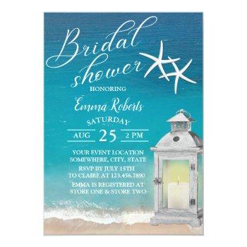 Elegant Beach Starfish White Lantern Front View