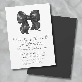 elegant black and white bow bridal shower invitation