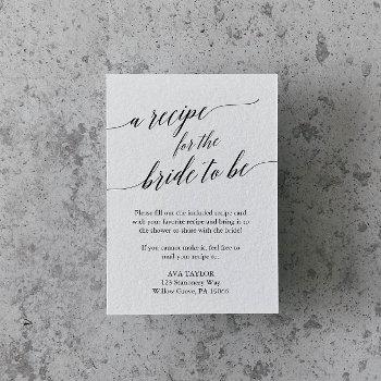 elegant black calligraphy recipe card insert