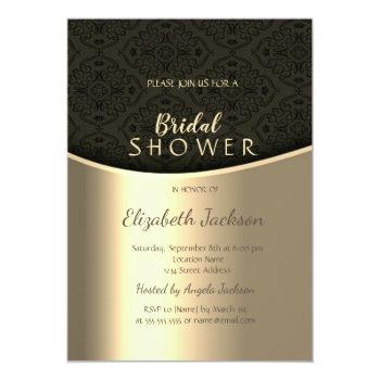 Elegant Black Damask Gold Front View