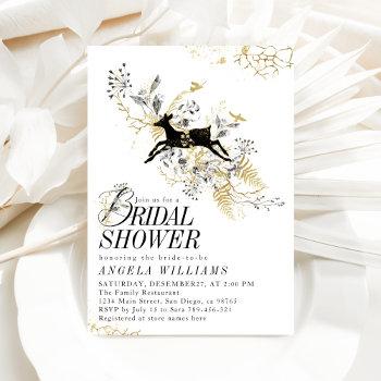 elegant black & gold floral winter bridal shower invitation