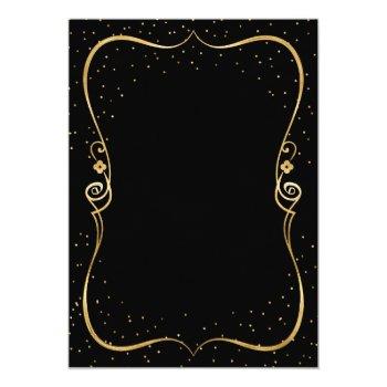 Elegant Black Red Rose And Gold Quinceanera Invitation Front View