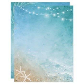 elegant blue and teal watercolor beach stationery