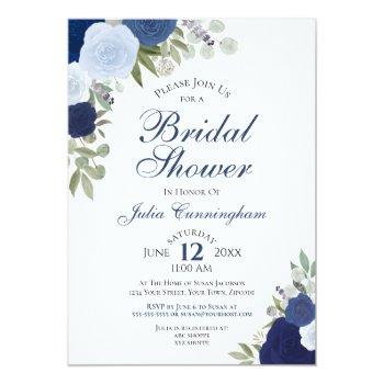 Elegant Blue Boho Watercolor Floral Front View