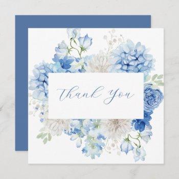 elegant blue floral thank you card