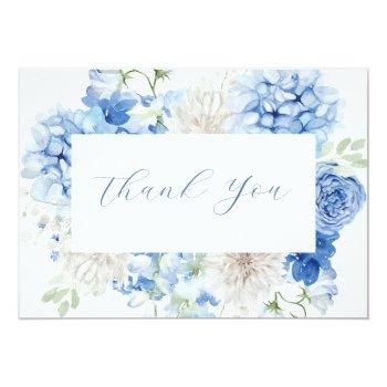 Elegant Blue Floral Thank You Card Front View