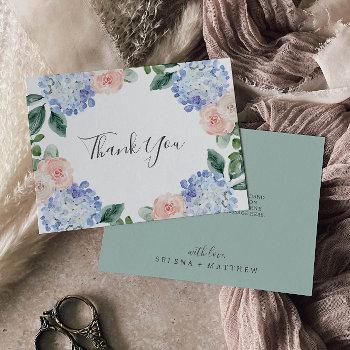 elegant blue hydrangea | white thank you card