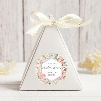elegant blush bohemian floral bridal shower  classic round sticker
