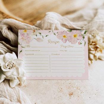 elegant blush floral bridal recipe card