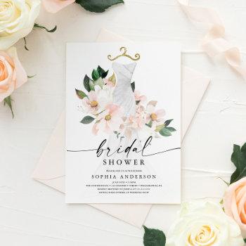 elegant blush floral bridal shower invitation card
