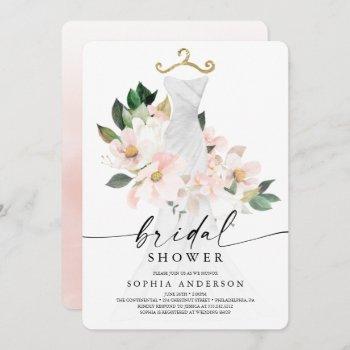 elegant blush floral bridal shower invitation card